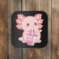 Kawaii Anime Axolotl Drinking Boba Bubble Tea Cute Japanese Coaster thumb 0