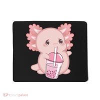 Kawaii Anime Axolotl Drinking Boba Bubble Tea Cute Japanese Mousepad thumb 0