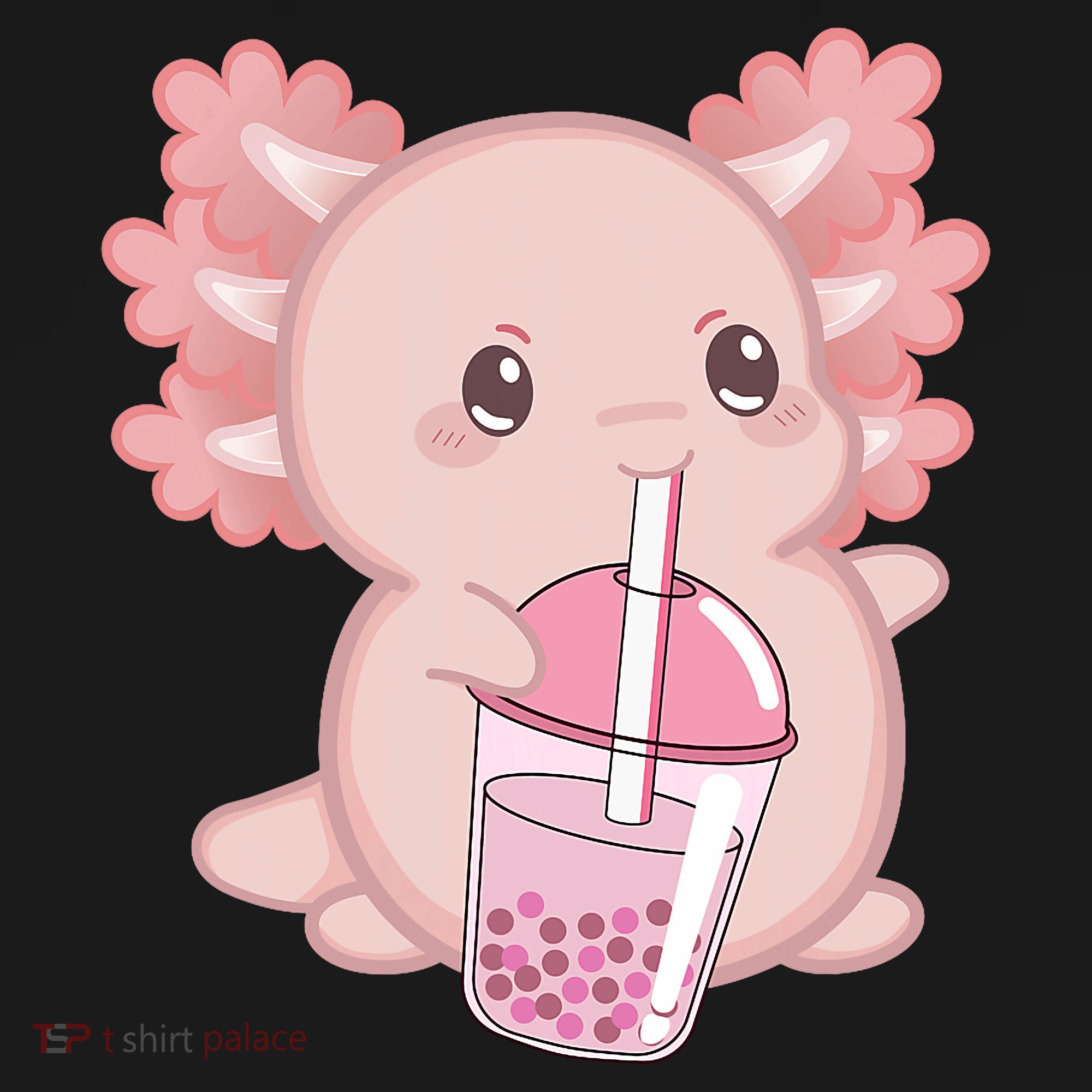Kawaii Anime Axolotl Drinking Boba Bubble Tea Cute Japanese Mousepad