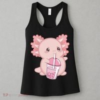 Kawaii Anime Axolotl Drinking Boba Bubble Tea Cute Japanese Women's Tank Top thumb 3