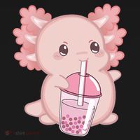 Kawaii Anime Axolotl Drinking Boba Bubble Tea Cute Japanese Baby Bodysuit thumb 2