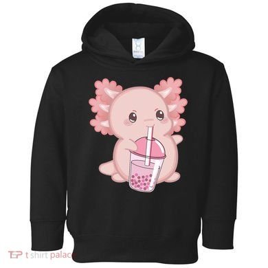 Kawaii Anime Axolotl Drinking Boba Bubble Tea Cute Japanese Toddler Hoodie