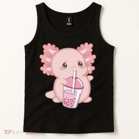Kawaii Anime Axolotl Drinking Boba Bubble Tea Cute Japanese Tank Top thumb 2