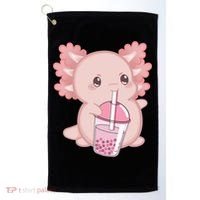 Kawaii Anime Axolotl Drinking Boba Bubble Tea Cute Japanese Golf Towel thumb 0