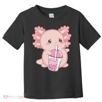 Kawaii Anime Axolotl Drinking Boba Bubble Tea Cute Japanese Toddler T-Shirt thumb 0