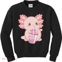 Kawaii Anime Axolotl Drinking Boba Bubble Tea Cute Japanese Kids Sweatshirt thumb 0