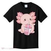 Kawaii Anime Axolotl Drinking Boba Bubble Tea Cute Japanese Kids T-Shirt thumb 0