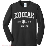 Kodiak Alaska Ak Vintage Sports Kids Long Sleeve Shirt thumb 0