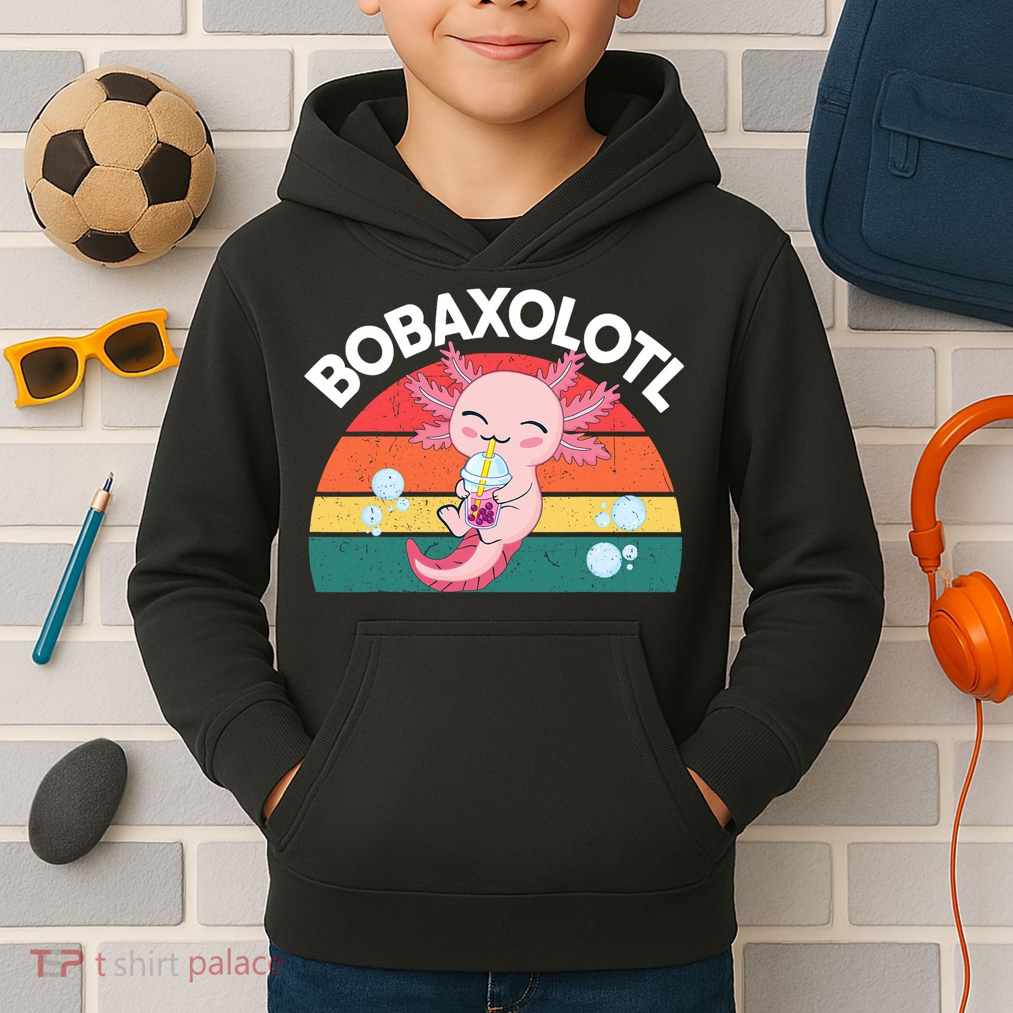 Kawaii Axolotl- Boba Tea Clothes Anime Kids Hoodie