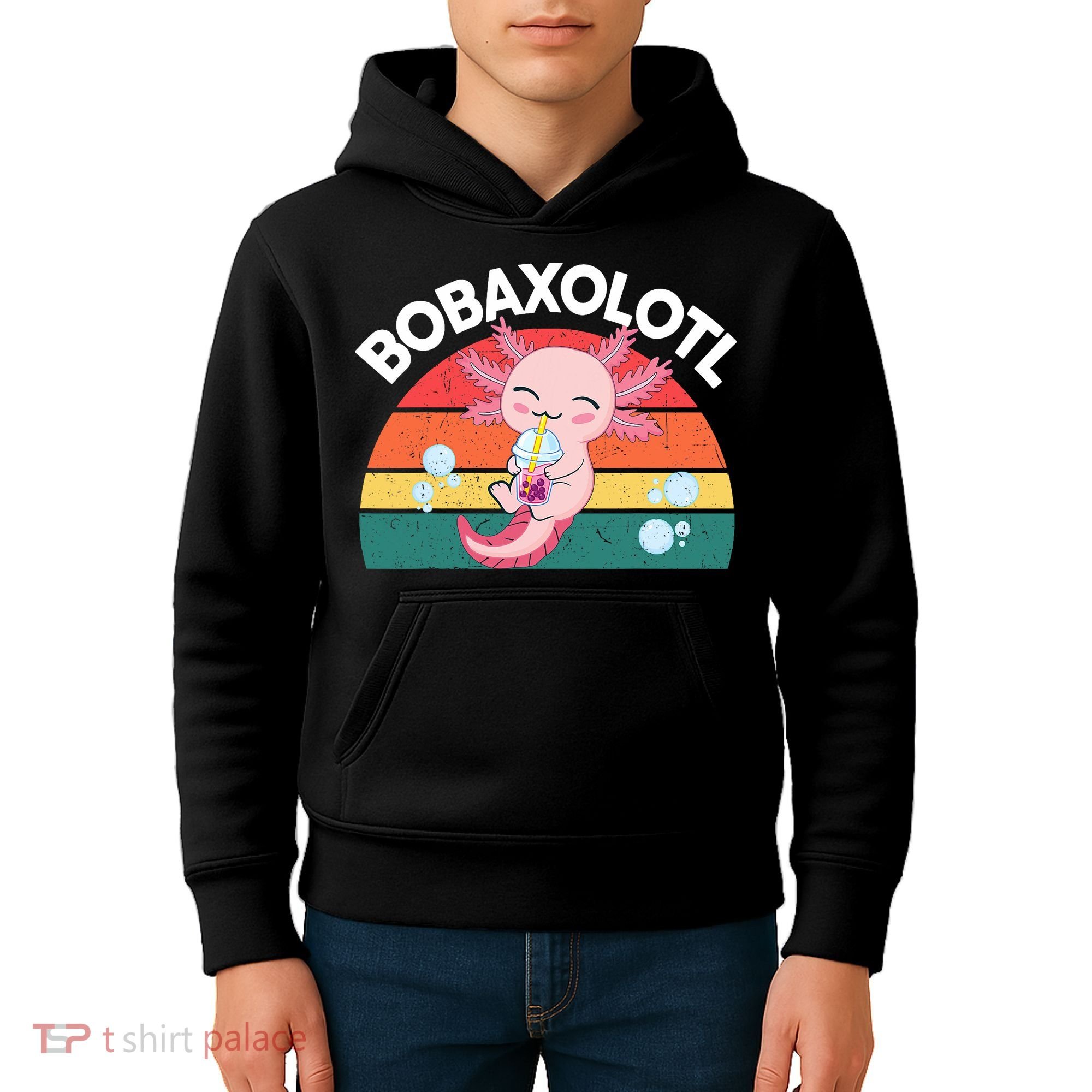 Kawaii Axolotl- Boba Tea Clothes Anime Kids Hoodie