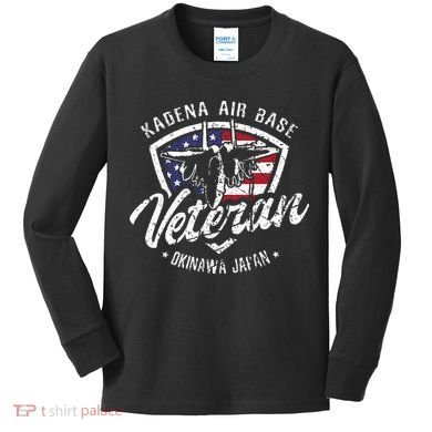 Kadena Air Base Veteran USAF Okinawa Japan Kids Long Sleeve Shirt