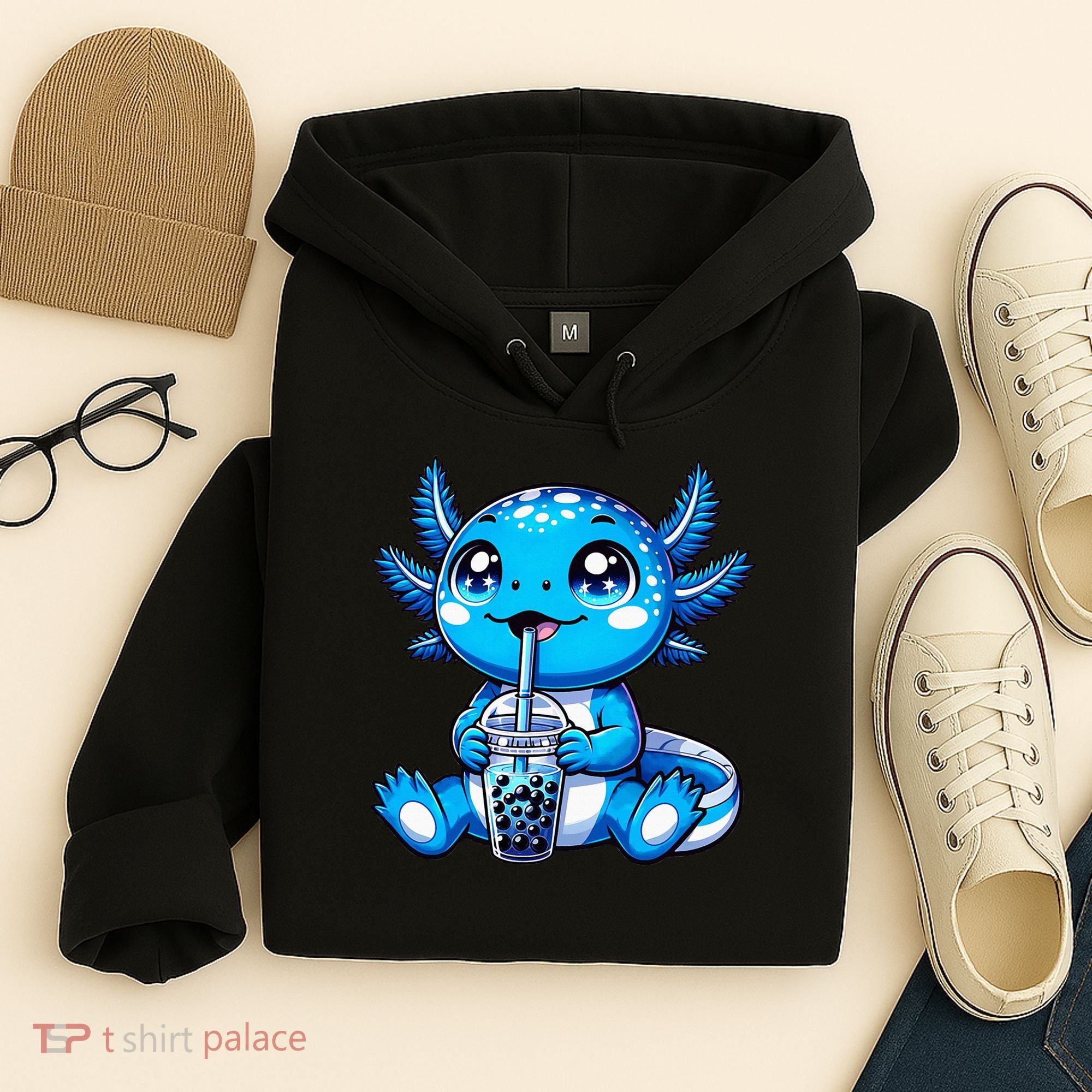 Kawaii Axolotl Boba Tea Anime Bubble Tea Axolotl Hoodie