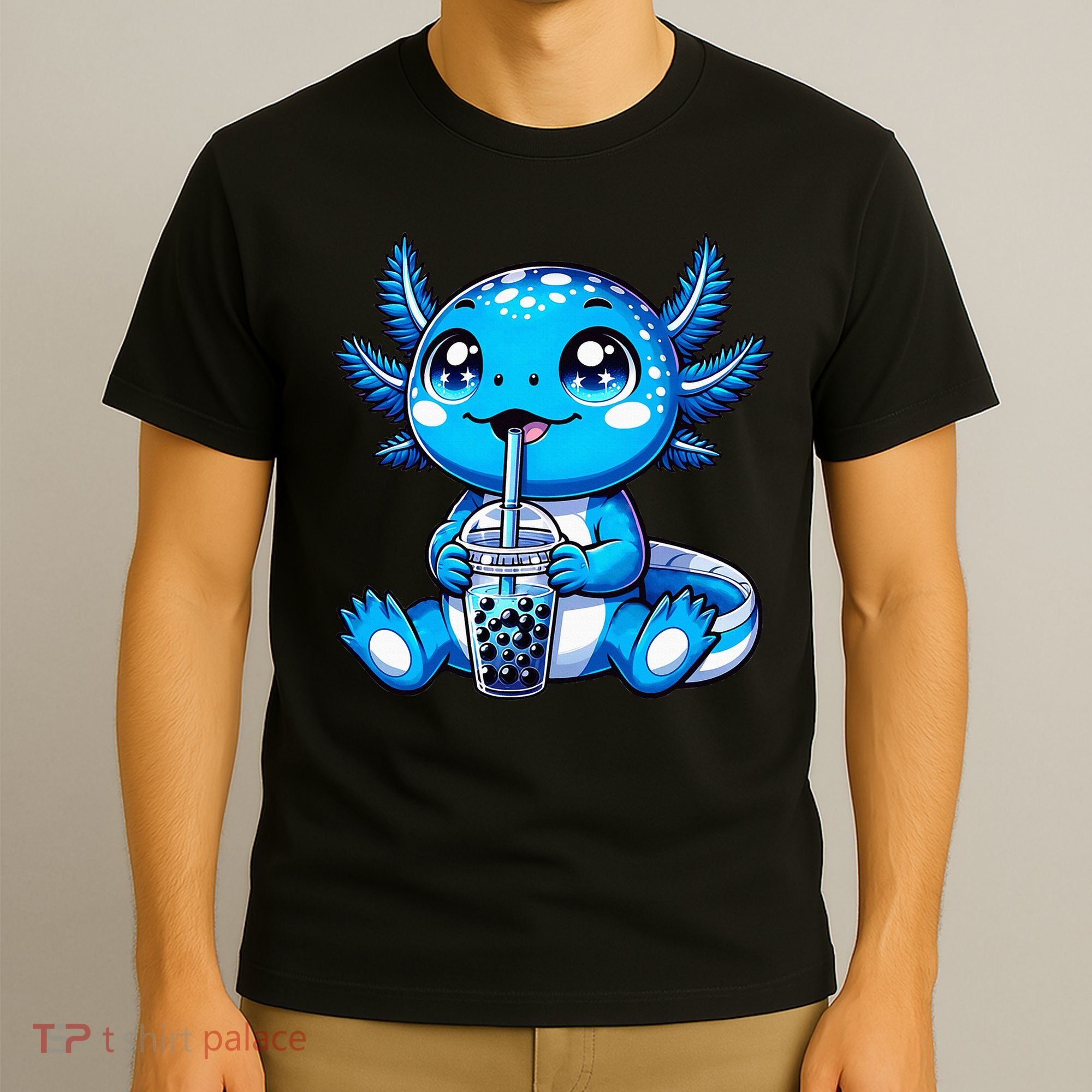 Kawaii Axolotl Boba Tea Anime Bubble Tea Axolotl T-Shirt