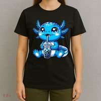 Kawaii Axolotl Boba Tea Anime Bubble Tea Axolotl T-Shirt thumb 4