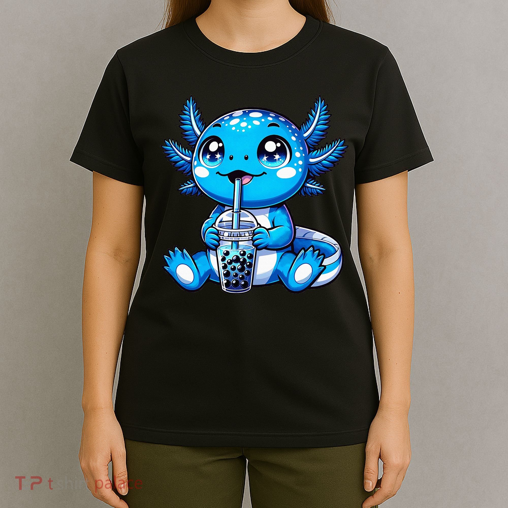 Kawaii Axolotl Boba Tea Anime Bubble Tea Axolotl T-Shirt