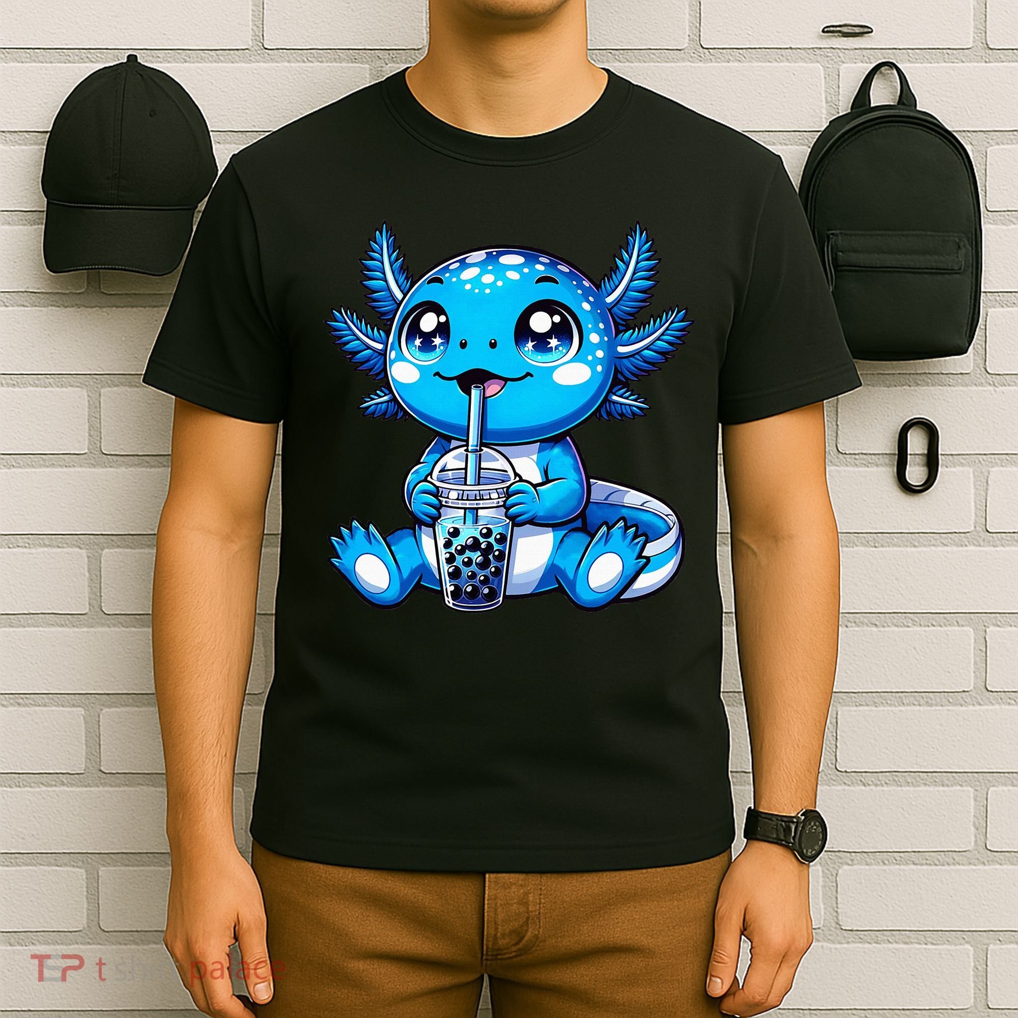 Kawaii Axolotl Boba Tea Anime Bubble Tea Axolotl T-Shirt