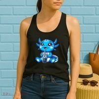 Kawaii Axolotl Boba Tea Anime Bubble Tea Axolotl Women's Tank Top thumb 2