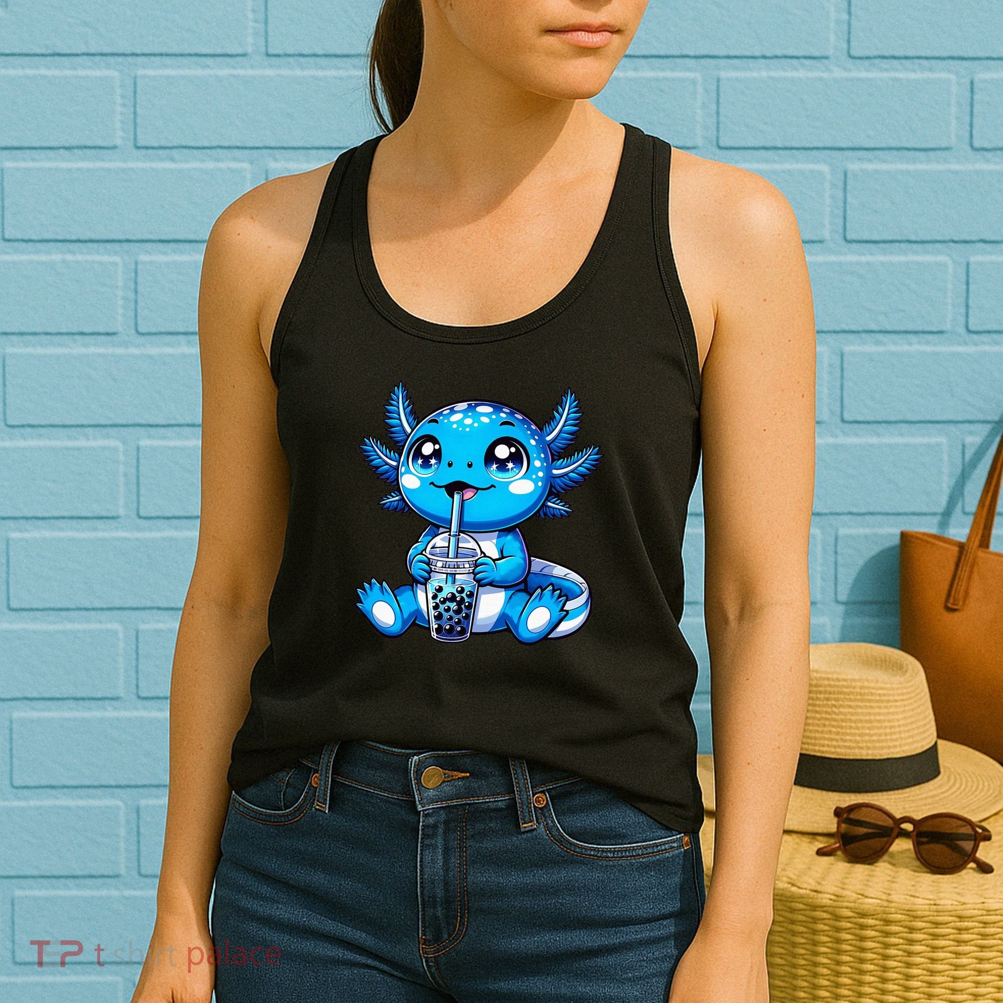 Kawaii Axolotl Boba Tea Anime Bubble Tea Axolotl Women's Tank Top
