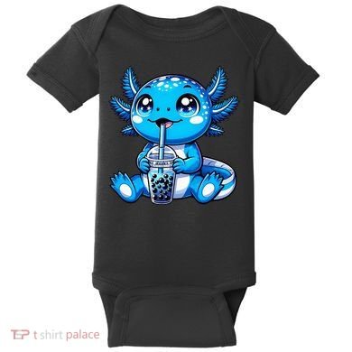 Kawaii Axolotl Boba Tea Anime Bubble Tea Axolotl Baby Bodysuit