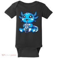 Kawaii Axolotl Boba Tea Anime Bubble Tea Axolotl Baby Bodysuit thumb 0