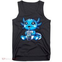 Kawaii Axolotl Boba Tea Anime Bubble Tea Axolotl Tank Top thumb 0