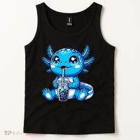 Kawaii Axolotl Boba Tea Anime Bubble Tea Axolotl Tank Top thumb 2