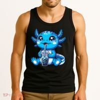 Kawaii Axolotl Boba Tea Anime Bubble Tea Axolotl Tank Top thumb 3