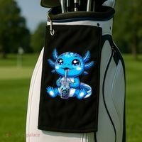 Kawaii Axolotl Boba Tea Anime Bubble Tea Axolotl Golf Towel thumb 2