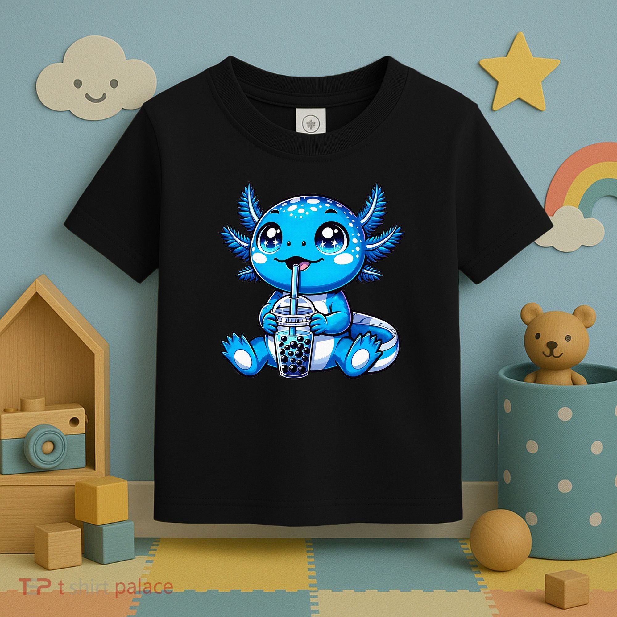 Kawaii Axolotl Boba Tea Anime Bubble Tea Axolotl Toddler T-Shirt
