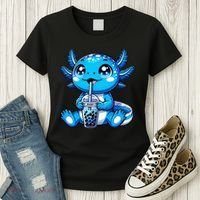 Kawaii Axolotl Boba Tea Anime Bubble Tea Axolotl Women's T-Shirt thumb 3
