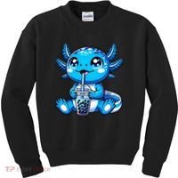 Kawaii Axolotl Boba Tea Anime Bubble Tea Axolotl Kids Sweatshirt thumb 0