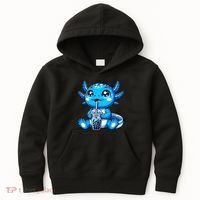 Kawaii Axolotl Boba Tea Anime Bubble Tea Axolotl Kids Hoodie thumb 0