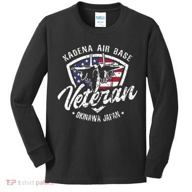 Kadena Air Base Veteran USAF Okinawa Japan Kids Long Sleeve Shirt