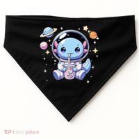 Kawaii Axolotl Bubble Tea Boba Tea Astronaut Space Axolotl USA-Made Doggie Bandana thumb 0