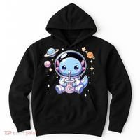 Kawaii Axolotl Bubble Tea Boba Tea Astronaut Space Axolotl Hoodie thumb 0