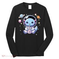 Kawaii Axolotl Bubble Tea Boba Tea Astronaut Space Axolotl Long Sleeve Shirt thumb 0