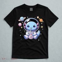 Kawaii Axolotl Bubble Tea Boba Tea Astronaut Space Axolotl T-Shirt thumb 5