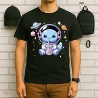 Kawaii Axolotl Bubble Tea Boba Tea Astronaut Space Axolotl T-Shirt thumb 6