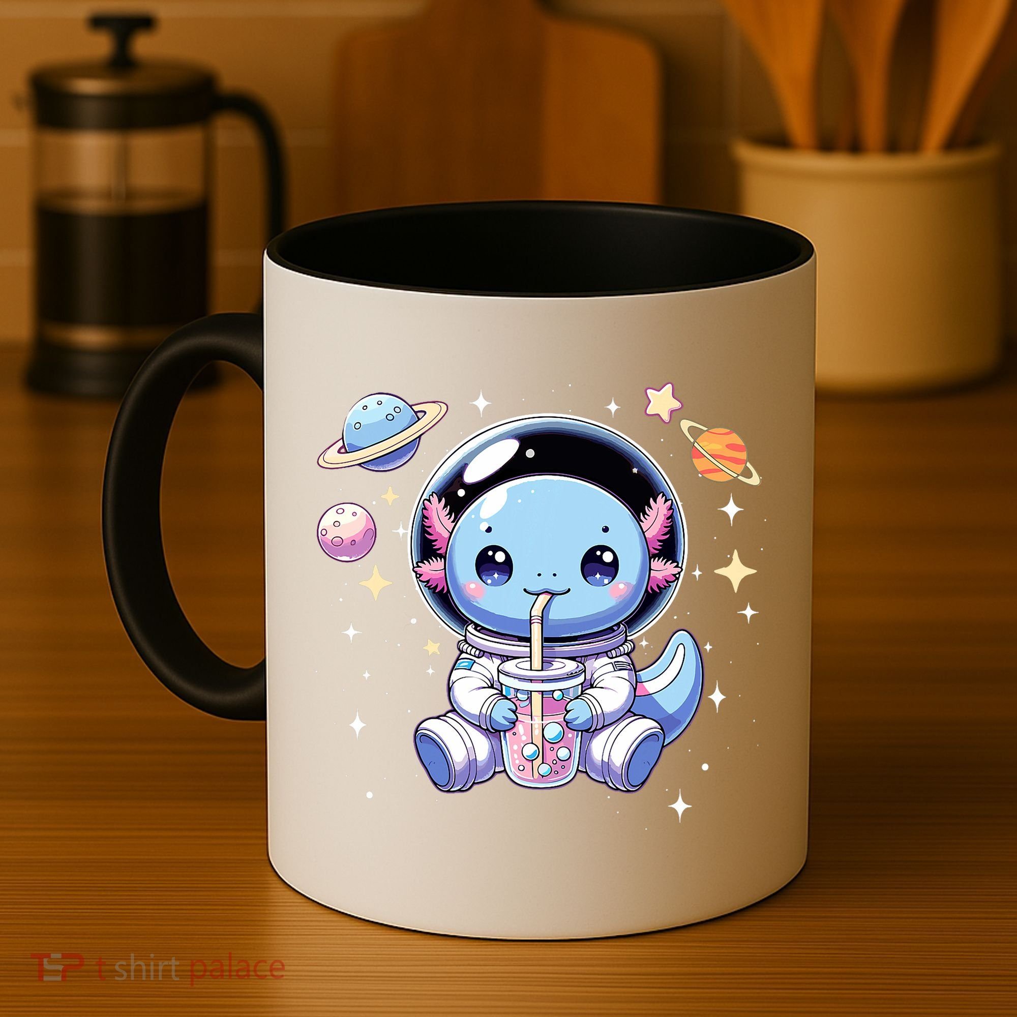 Kawaii Axolotl Bubble Tea Boba Tea Astronaut Space Axolotl Coffee Mug