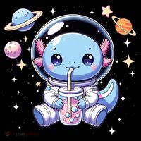 Kawaii Axolotl Bubble Tea Boba Tea Astronaut Space Axolotl Coffee Mug thumb 5
