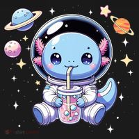Kawaii Axolotl Bubble Tea Boba Tea Astronaut Space Axolotl Women's Hoodie thumb 2