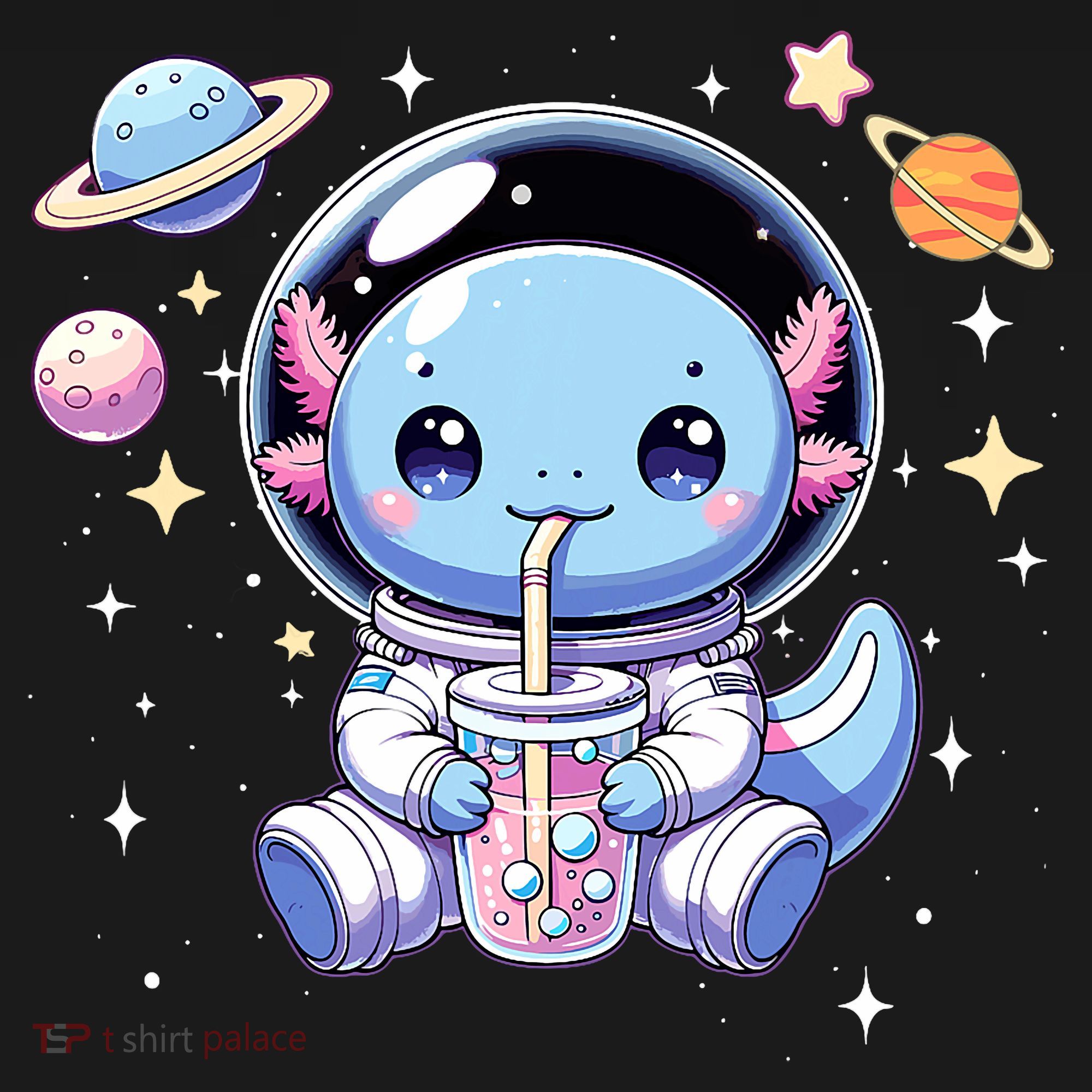 Kawaii Axolotl Bubble Tea Boba Tea Astronaut Space Axolotl Women's Hoodie