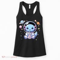 Kawaii Axolotl Bubble Tea Boba Tea Astronaut Space Axolotl Women's Tank Top thumb 0