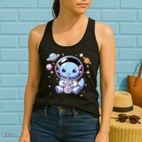 Kawaii Axolotl Bubble Tea Boba Tea Astronaut Space Axolotl Women's Tank Top thumb 2