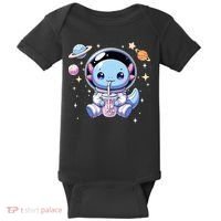 Kawaii Axolotl Bubble Tea Boba Tea Astronaut Space Axolotl Baby Bodysuit thumb 0