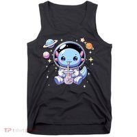 Kawaii Axolotl Bubble Tea Boba Tea Astronaut Space Axolotl Tank Top thumb 0
