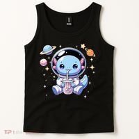Kawaii Axolotl Bubble Tea Boba Tea Astronaut Space Axolotl Tank Top thumb 2