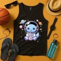 Kawaii Axolotl Bubble Tea Boba Tea Astronaut Space Axolotl Tank Top thumb 4