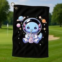 Kawaii Axolotl Bubble Tea Boba Tea Astronaut Space Axolotl Golf Towel thumb 1