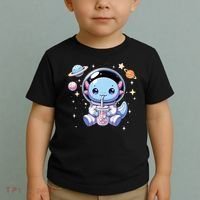 Kawaii Axolotl Bubble Tea Boba Tea Astronaut Space Axolotl Toddler T-Shirt thumb 2